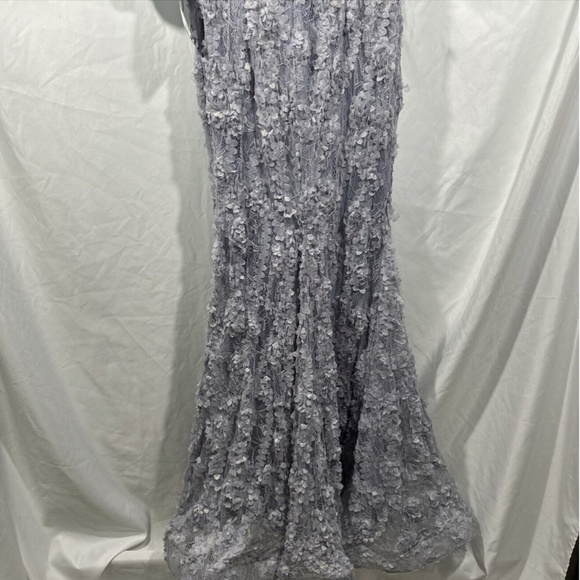 NEW $298 XSCAPE [ 6 ] Off Shoulder‎ Long Sleeve Lace Trumpet Gown in Grey - Picture 11 of 13